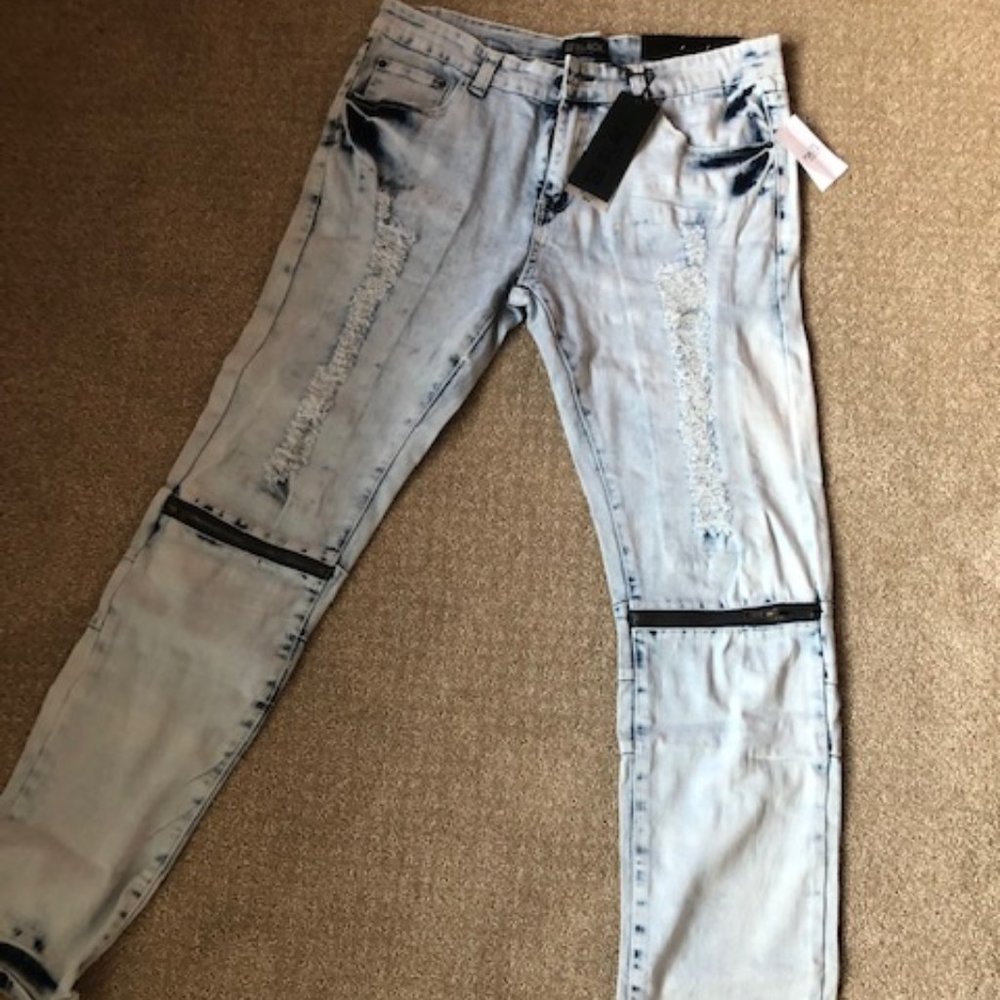Washed Moto Jeans